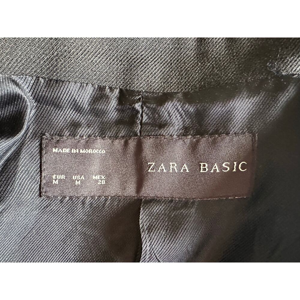 Zara Basic Black Wool Structured Zip Power Blazer… - image 4